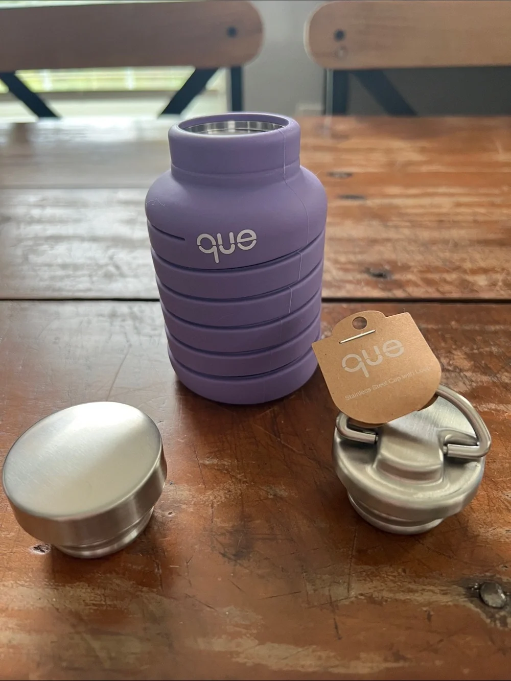 Que Purple Collapsible Bpa Free Dishwasher Safe 20 Oz. Water Bottle